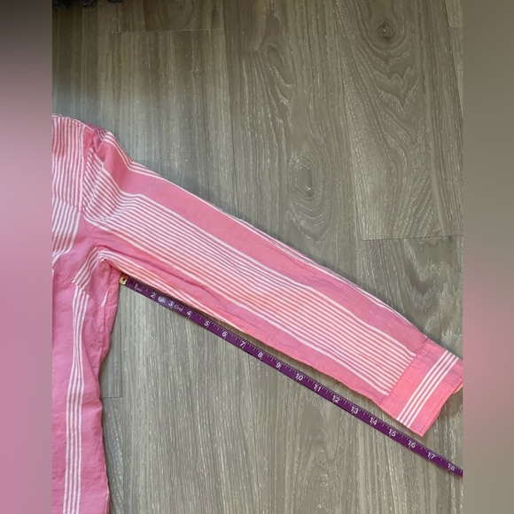 Talbots Pink & White Stripe Button Down Blouse - Picture 9 of 10